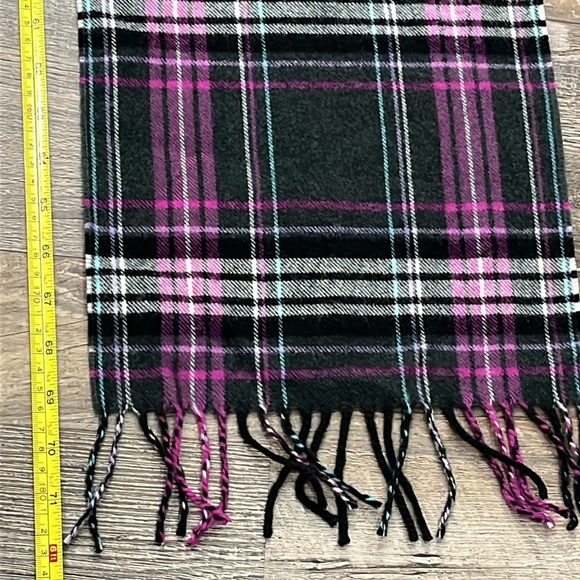 Coach Scarf Wool Cashmere Multi Color Plaid Tartan Fringed OS Classic Preppy - Picture 5 of 11